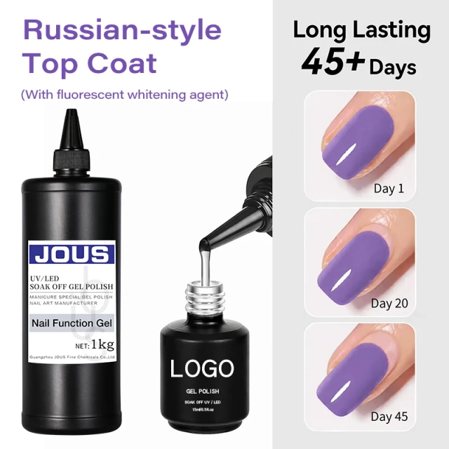 OEM High Hardness Strong Stain Resistance Crack-resistant Russian-style Top Coat Gel Polish Super Shiny diamond Gel Top Coat Gel
