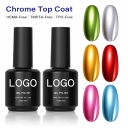 Private Label No Wipe Non Stick Long Lasting Mirror Shiny TPO Free Chrome Base High Gloss Clear Gel Top Coat for Chrome Powder
