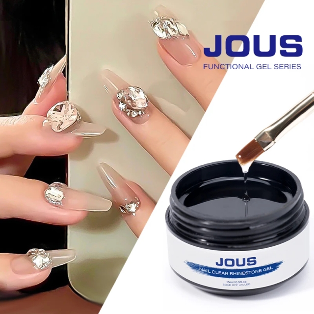 Clear Gap Filling Nail Gel with High Transparency & No Wipe 60s Fast Curing Rhinestone Sealer for Protect Nail Art Decorations