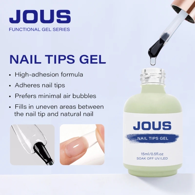 High Viscosity Nail Tip Adhesive Gel for Acrylic & Gel Extensions with Strong Bond LED Cured in 60s Odorless & Non-Yellowing