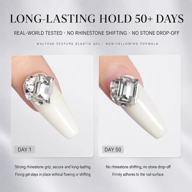 High Transparency Strong Adhesion Non Wipe Rhinestone Gel Long Lasting No Yellowing Nail Gem Rhinestone diamond Glue for Nails