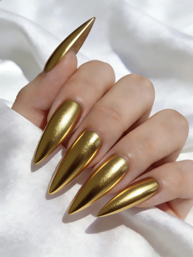 JOUS Mirror Effect Gold Metallic Gel Nail Polish with Unique Formula High Shine Metallic Nail Gel Like Reflective Surface