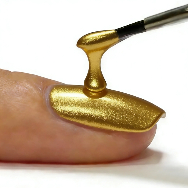 JOUS Mirror Effect Gold Metallic Gel Nail Polish with Unique Formula High Shine Metallic Nail Gel Like Reflective Surface