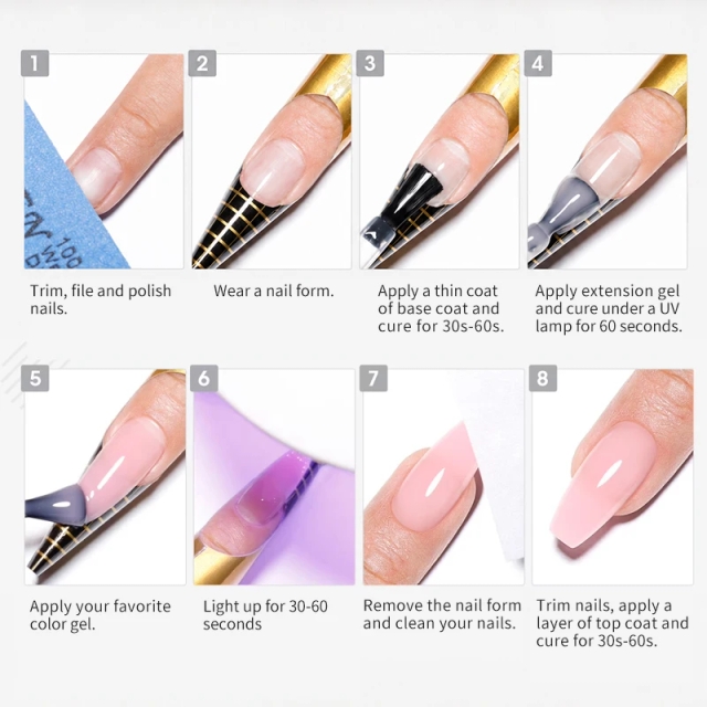 Hema Free TPO Free Quick-drying clear Natural Resin Extension Gel Hard Gel Nail  Self Leveling  Poly Extension Gel