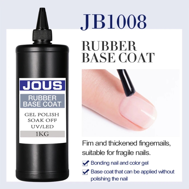 JOUS Super Viscous Transparent Rubber Base Coat Gel for Weak/Soft Peeling Nails Repair LED Lamp 60s Cure Strong Adhesion Nail