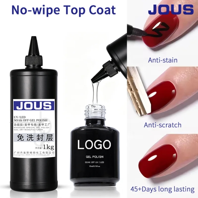 High Hardness Custom No Wipe Top Coat Sealing Gel Anti Scratch Resists Damage 1kg Bulk Refill UV LED Professional Salon