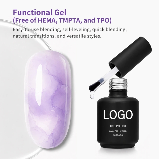Private Label TPO HEMA-Free Self-Leveling Fast Curing Quick Blooming Gel Nail Polish Low Odor Non-Irritating Blooming Gel As