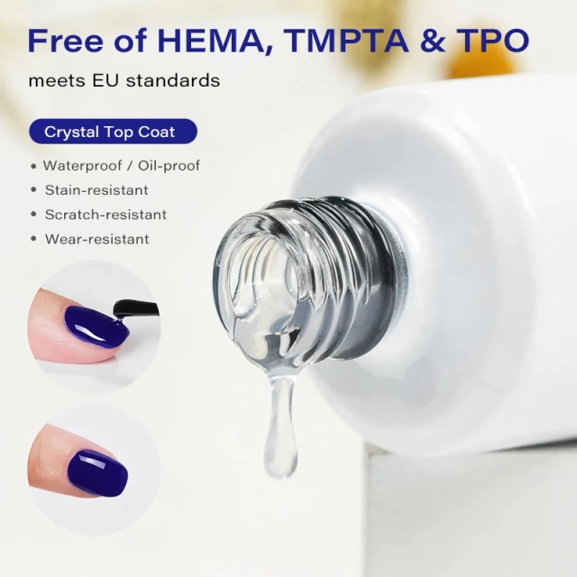 Anti Scratch No Wipe Top Coat Stain Resistant Gel Polish Ultra Glossy Finishing Gel Long Wear UV LED Varnish for Nail Studios