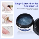 Professional Magic Mirror Chrome Powder Sculpting Gel for 3D Nail Design With No Wipe High Gloss 60s Cure & Excellent Retention