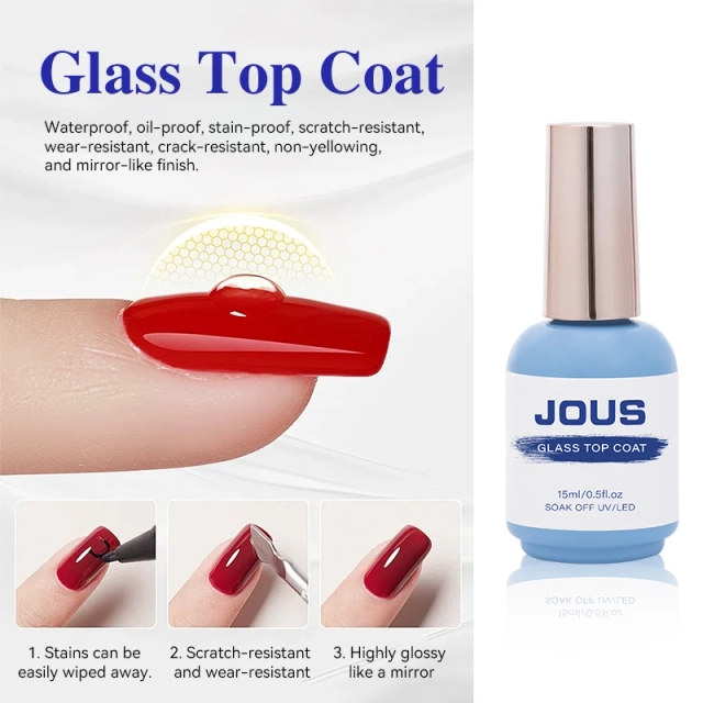 Tempered Glass Top Coat No Wipe High Shine Logo the Best Gel Top Coat Customized New Product Golden Supplier UV Top Coat Gel
