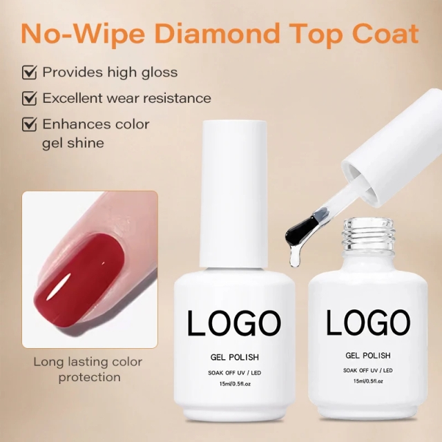 15ml 1kg diamond Top Coat Gel PolishTMPTA Tpo Hema Free Nail Gel Top Coat No Wipe High Shine Wear Resistant Vegan UV Nail Gel