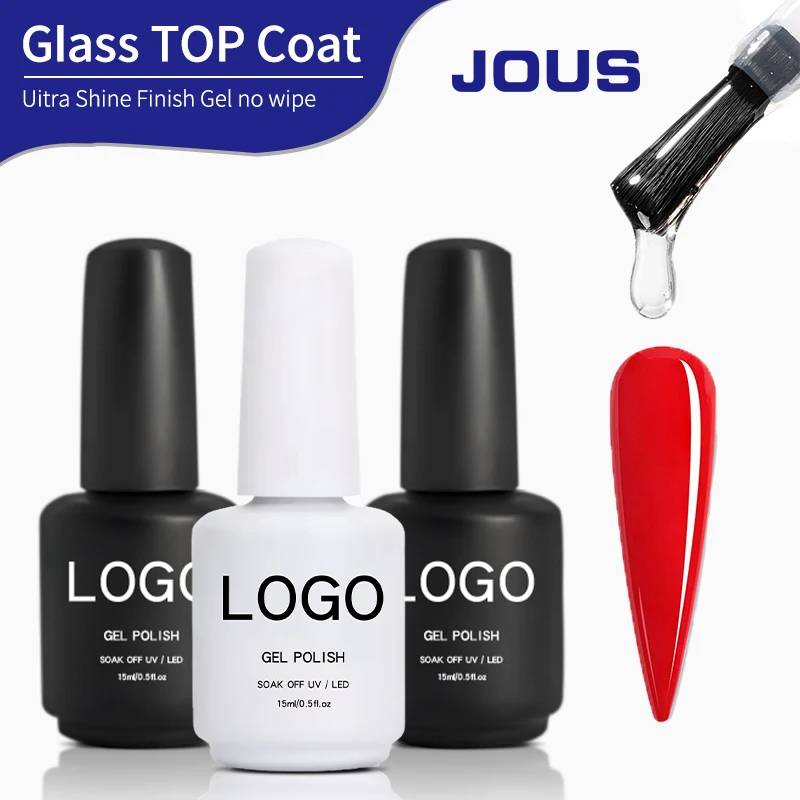 Tempered Glass Top Coat No Wipe High Shine Logo the Best Gel Top Coat Customized New Product Golden Supplier UV Top Coat Gel