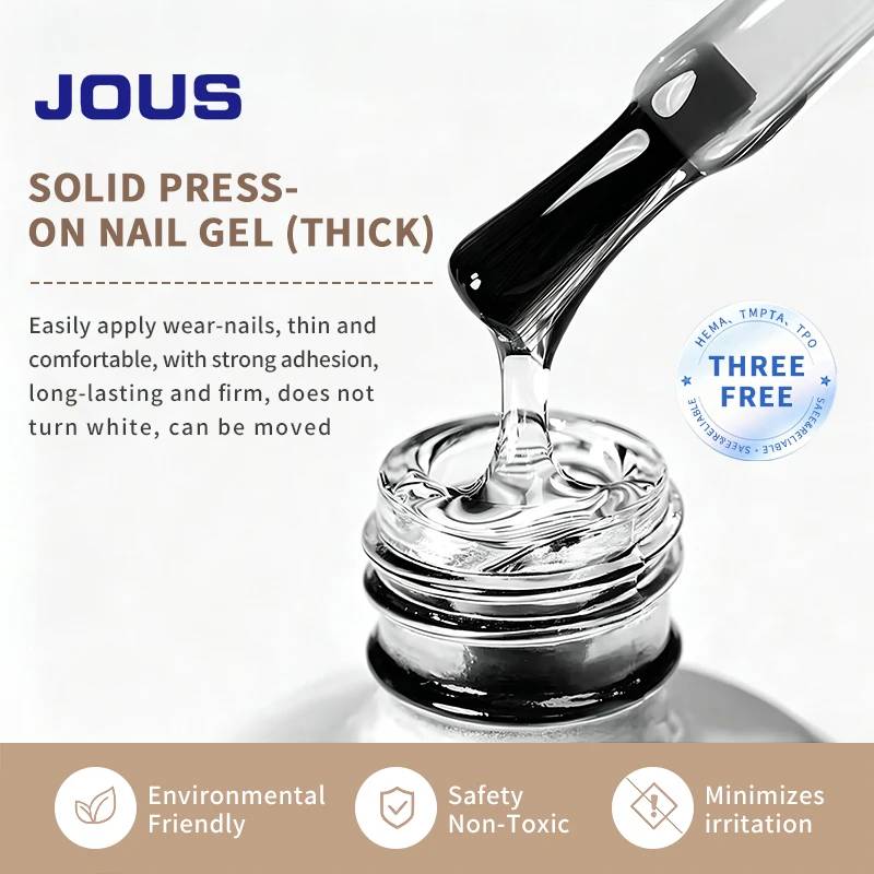 Quick Dry Strong Hold Clear Nail Tips Gel Private Label Nail Glue for Press on Nail Hema Free TPO TMPTA Free Solid Nail Glue Gel