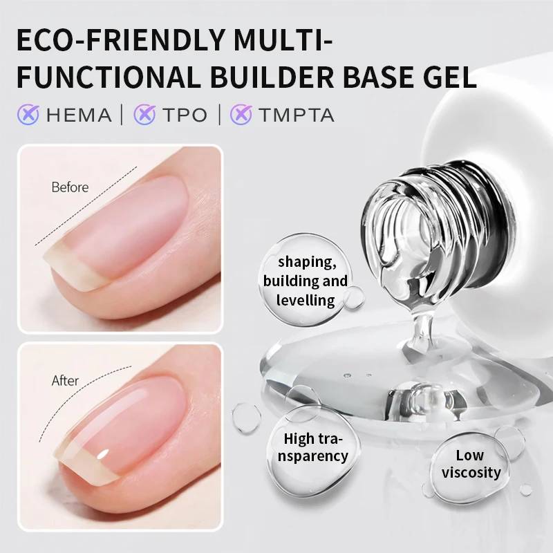Private Label Rubber Base Builder Gel Hema Free TPO Free PMPTA Free Eco-friendly Multi-functional Builder Base Gel Polish