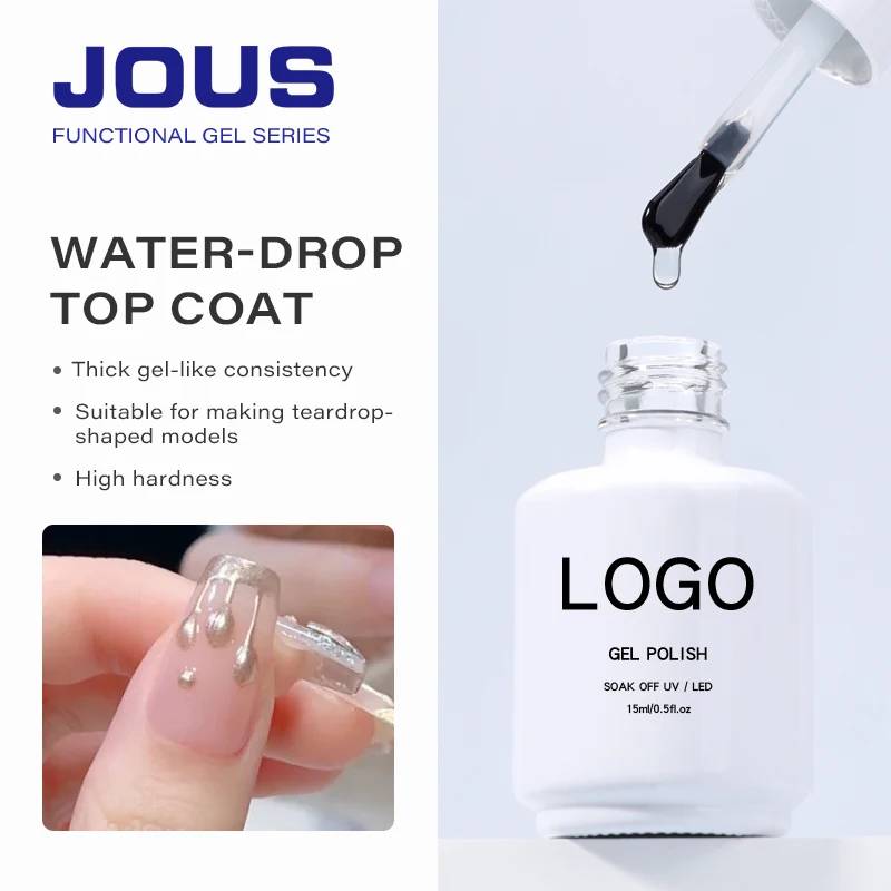 3D Water Drop Top Coat Effect TPO/Hema Free Hot Supplier New Version clear Non Wipe Top Water Drops Gel Nail Polish