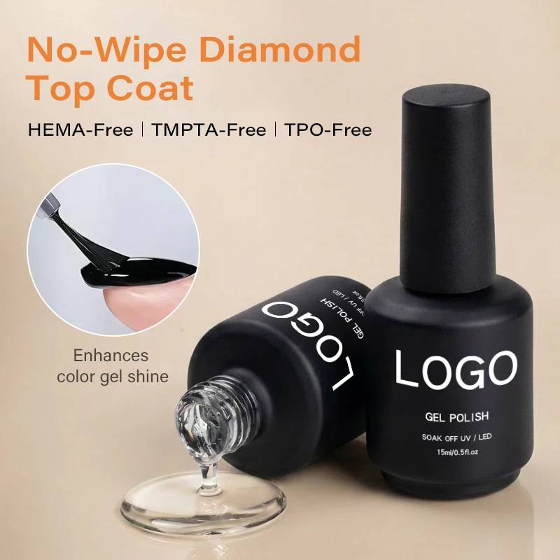 15ml 1kg diamond Top Coat Gel PolishTMPTA Tpo Hema Free Nail Gel Top Coat No Wipe High Shine Wear Resistant Vegan UV Nail Gel