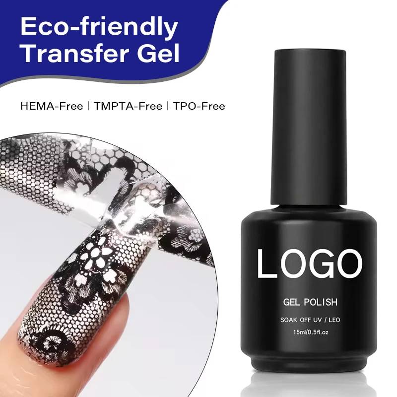 Hema/Tpo/HPMA Free Transfer Gel 15ml Eco-friendly Long-lasting Nail Art Foil Glue Transfer Gel for Nails Glue Art Stickers