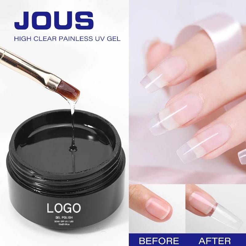 JOUS High Clear Non-Shrinkage UV Gel Fast Nail Sculpting Reinforcing Seamless Extensions Zero Pain Self-Leveling 15g OEM/ODM