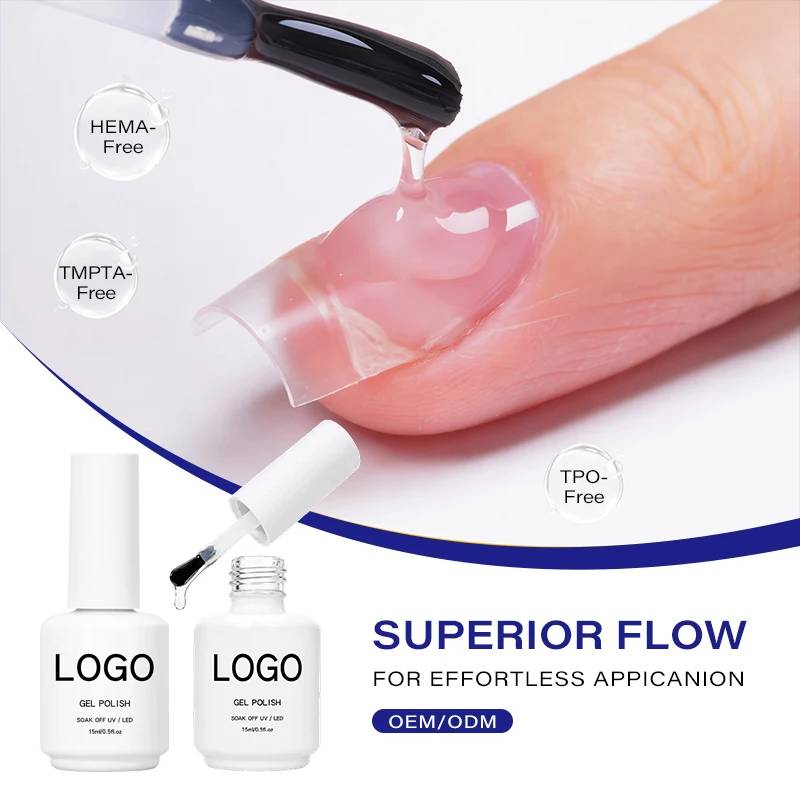 Non-yellowing No Filing Needed Streak Bubble-free Self Leveling Gel Nails Hema and Top Free Fast Leveling Building Gel De Unas