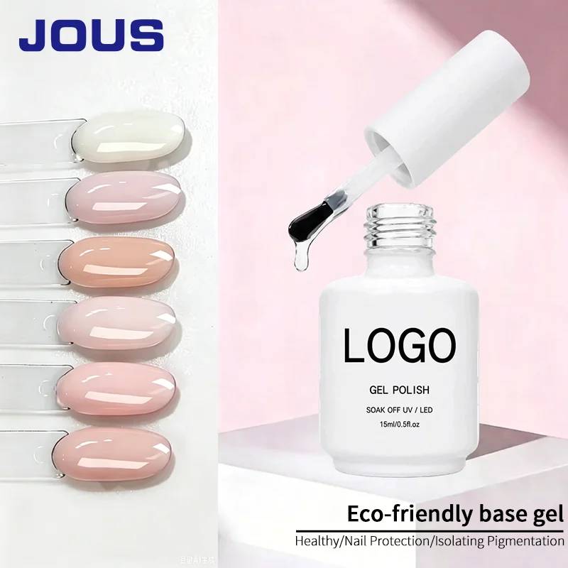15ml French Style UV LED Chrome Base Gel Color HEMA-Free Pink Nude Rubber Base Coat with Elastic Resin and Rubber Base