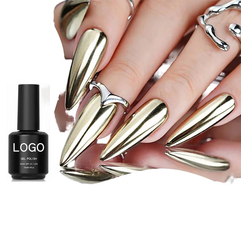 For High Gloss Clear Gel Top Coat Chrome Powder No Wipe Non Stick Long Lasting Mirror Shiny HEMA TPO Free UV Lamp 60s Cure