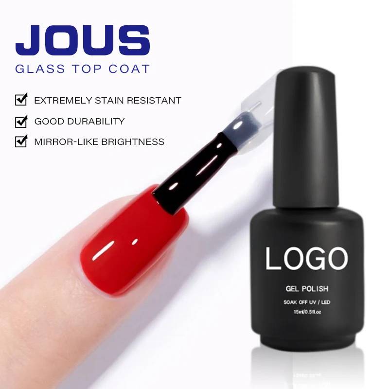 JOUs No Wipe Glass-Like Top Coat Gel Upgraded Formula for High Gloss Mirror Finish & Enhanced Hardness Anti-Scratch &Stain Proof