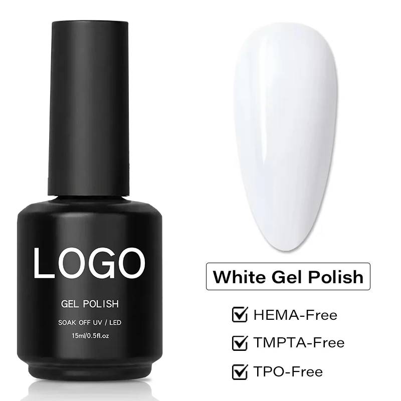 One Coat Full Coverage Custom White Gel Polish High Saturation Smooth Brushing HEMA Free TPO Free UV LED Private Label
