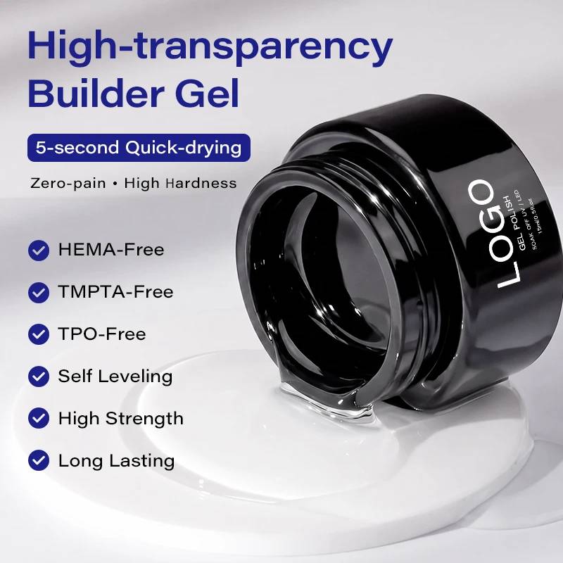 Custom Builder Gel Tpo Free Hema Free TMPTA Free Non Stick Hand Extension Nail Gel No Wipe Builder Gel for Nails No Burn 1kg