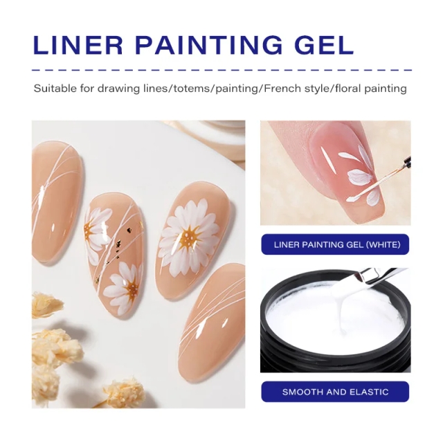 White Liner Painting Gel with Optimal Consistency for Precise Line Work High Pigment & Blendable for Custom Colors Superior Flow