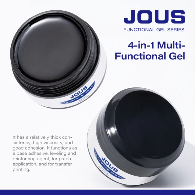 JOUS Professional 60s Fast Cure 4-in-1 Multi-Function Gel for Nail Extension Leveling Base & Top Coat with High Transparency