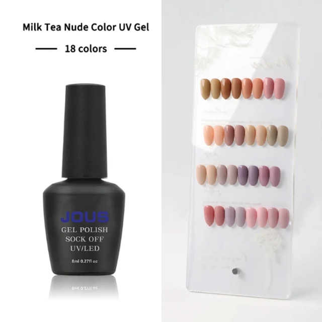 JOUS Long Lasting Nude Gel Polish for Manicure Pedicure Salon &DIY Use Easy Soak Off Quick Curing with UV/LED Lamp Durable Shine
