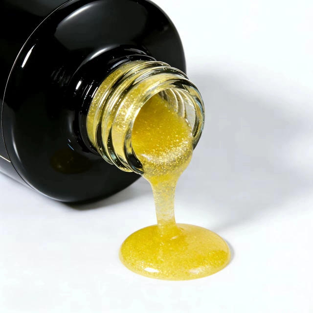 JOUS Dual Effect Yellow Glitter Diamond Gel for Nail Art with Sparkle & Reflective Finish Under Different Light Salon Quality