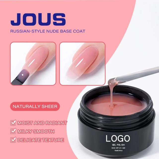 JOUS Russian Nude Base Coat UV Gel Eco-Friendly Non-Toxic DIY Nail Salon Supplies Factory Wholesale