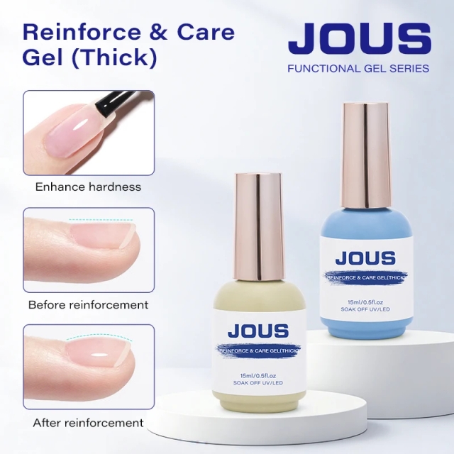 JOUS Thick Nail Gel for Nail Building Hardening & Tip Application with High Transparency 60s Cure Prevents Breakage & Lifting