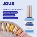 JOUS No Wipe Mirror Gloss Top Coat for Chrome Powder Nail Art with Strong Adsorption & Smooth Rubbing Fine & Ultra Bright Finish