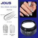 JOUS Mirror Shine Silver Metallic Nail Gel High Coverage UV/LED Curing Flexible & Long-Lasting Wear for Nail Artists and Salons