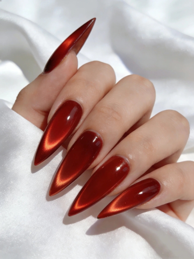JOUS Professional Crystal Effect Red Cat Eye Gel with Holographic Shimmery Finish for Nails Soak Off Long Lasting Salon Quality