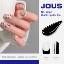 No-Wipe Black Spider Gel for 3D Line Art High Elasticity Stretchy Gel with Superior Flow Control for Chrome Powder Nail Designs
