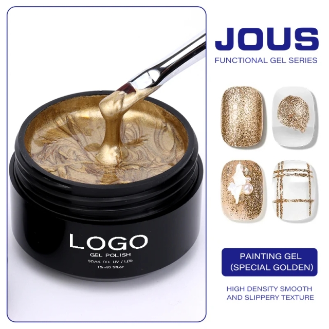 Vibrant Special Golden Nail Art Painting Gel with Adjustable Color & Excellent Opacity for Detail Work & Smooth Gradient Effects