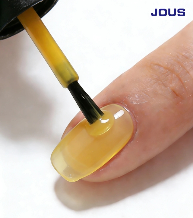 JOUS Vibrant Jelly Effect Yellow Milky Gel with Semi Transparent Sheer Finish and Layer Buildable Effects for Creative Nail Art