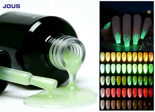 JOUS Luminous Color Nail Gel for Long Lasting 5 Week Wear with High Brightness in Low Light Safe Non Toxic Easy Apply Soak Off
