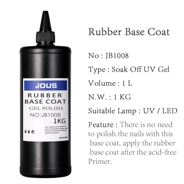 JOUS Viscosity Transparent Rubber Base Coat Gel Tough & Flexible Nail Foundation for Soft Fragile & Layered Nails 60s LED Cure