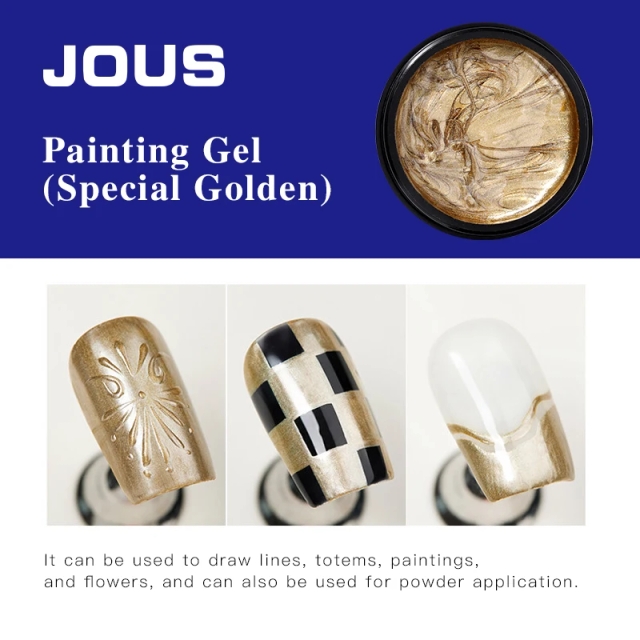 Vibrant Special Golden Nail Art Painting Gel with Adjustable Color & Excellent Opacity for Detail Work & Smooth Gradient Effects