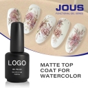 JOUS No Wipe Matte Top Coat for Watercolor Nail Art Silky Velvet Finish with High Pigment Sealing & Anti-Stain Powder Isolation