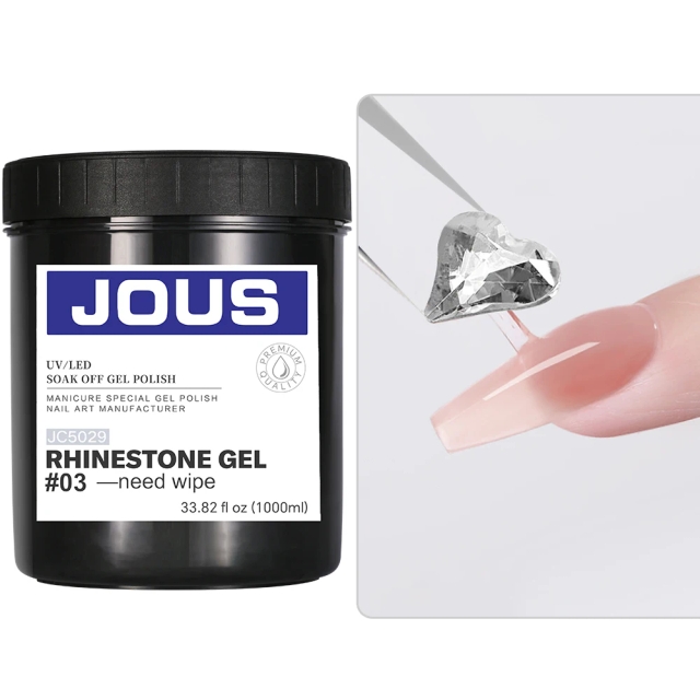 JOUS Maltose Texture Rhinestone Gel with Extra Strong Hold No Slip Thick Adhesive for 3D Nail Art Lasting 50 Days Non Yellowing