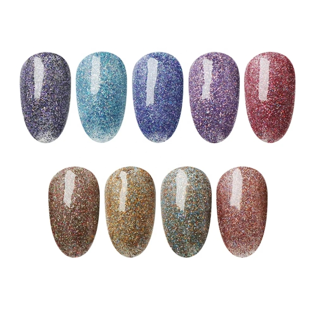 JOUS OEM Shining Glitter Gel Polish Private Label with Sparkling & Reflective Finish Soak Off Long Lasting Nail Art Gel Polish