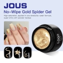 Metallic Gold No-Wipe Spider Web Gel Nail Art DIY Quick Dry 60s Stretchy Gel for Precise Line Drawing Nail &Mirror Chrome Powder