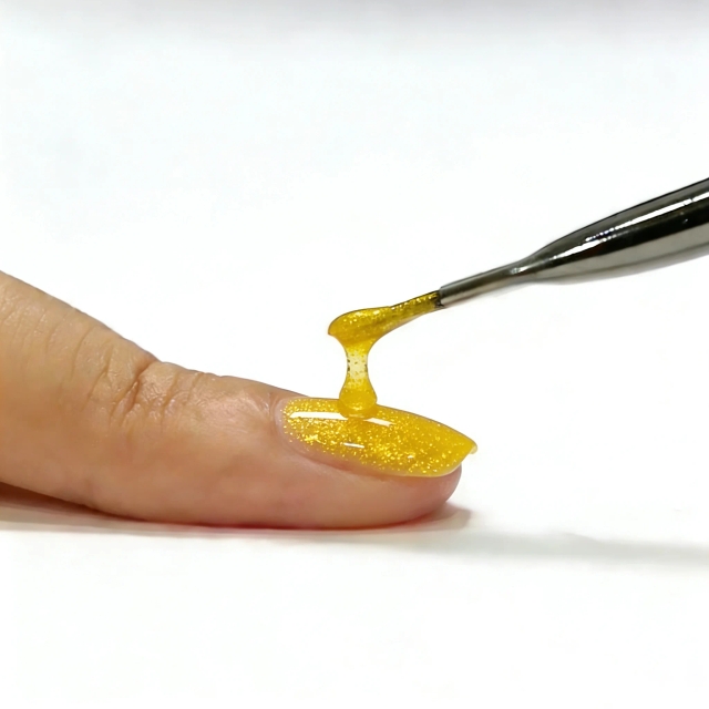JOUS Dual Effect Yellow Glitter Diamond Gel for Nail Art with Sparkle & Reflective Finish Under Different Light Salon Quality