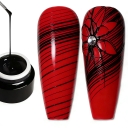 Jet Black No-Wipe Spider Web Gel Nail Art DIY 60s Stretchy Gel for Precise Line Drawing Nail Extension & Mirror Chrome Powder