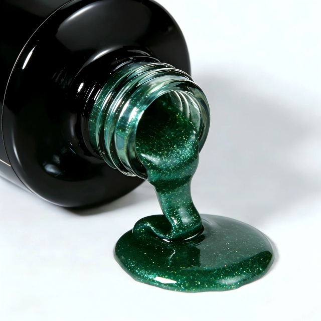 JOUS Professional Green Glitter Diamond Gel for Nail Art with Dual Effects Sparkling Under Natural Light Soak Off UV Gel Polish